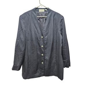 Elisabeth by Liz Claiborne 100% Silk Blazer Women’s 18 Slate Blue Boxy Lined